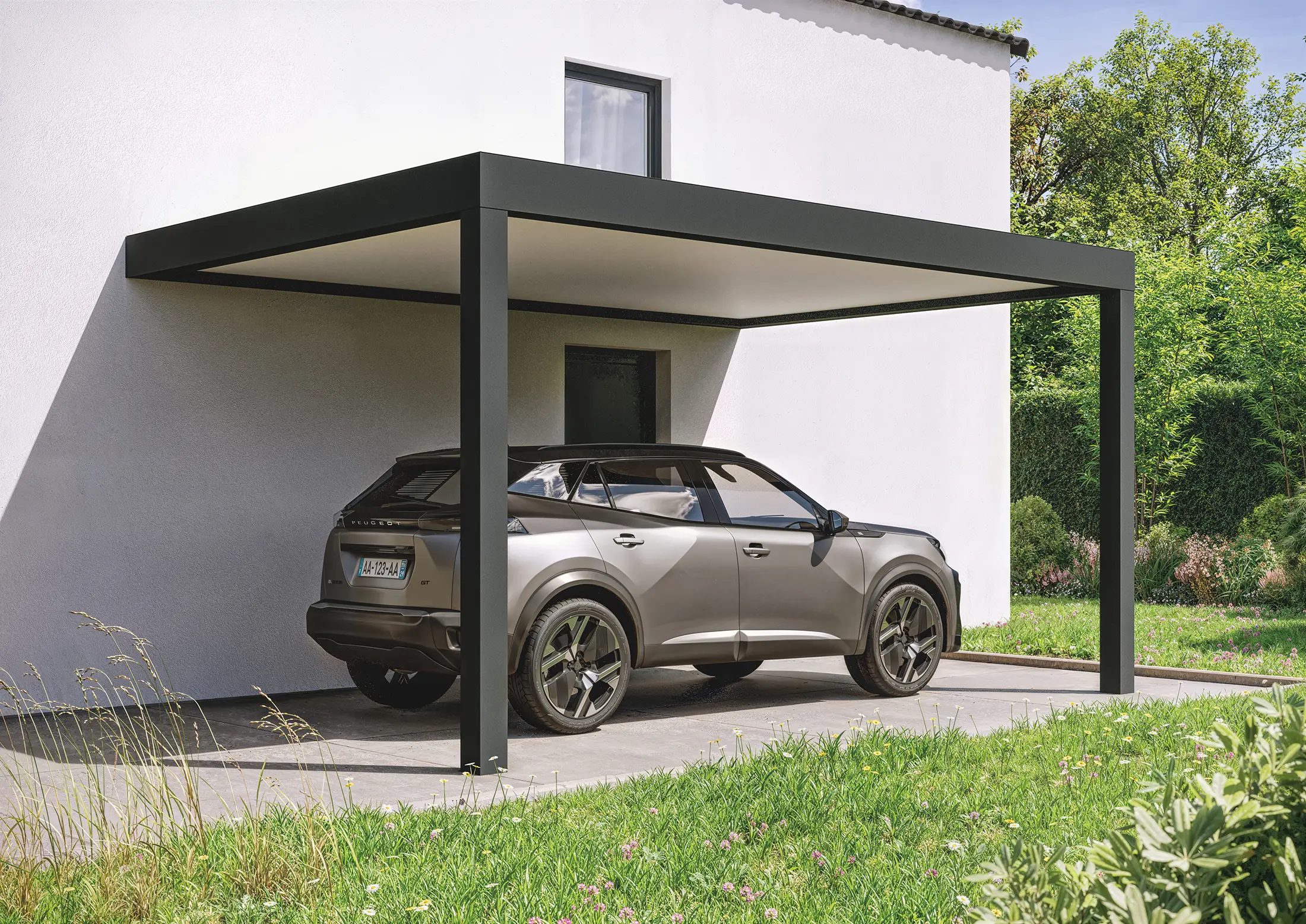 Carport aluminium Olivier Côtés jardin